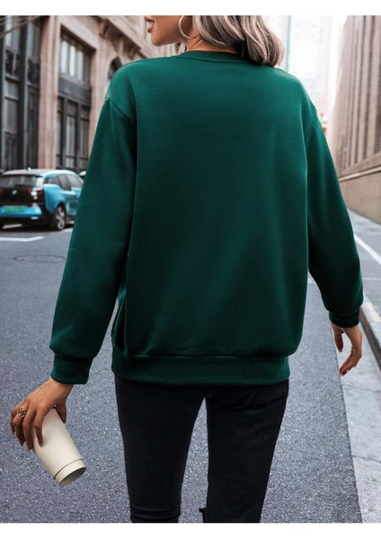 Smile Baskılı Bisiklet Yaka Unisex Oversize Sweatshirt fiyatları