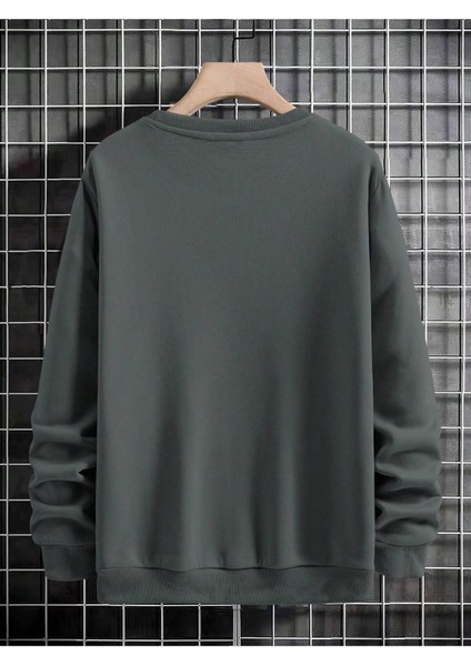 Bisiklet Yaka Erkek Ayıcık Baskılı Oversize Sweatshirt modelleri