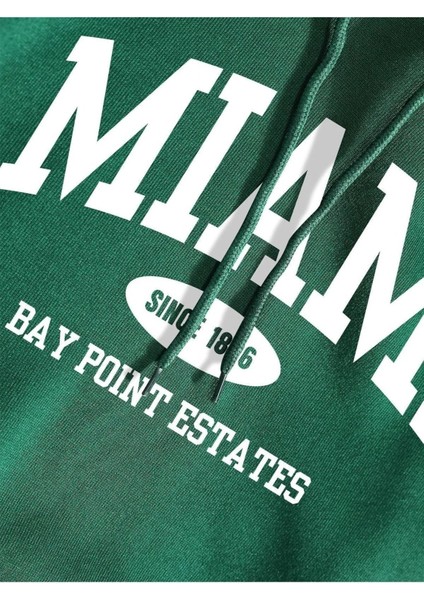 Mıamı Since 1896 Baskılı Ünisex Kapüşonlu Oversize Sweatshirt fiyatları