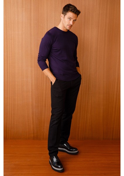 Erkek Basic Sıfır Yaka Ince Triko Kazak K.mor fiyatları