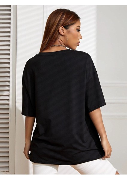 Good Things Baskılı Oversize T-Shirt Salaş Boyfirend modelleri