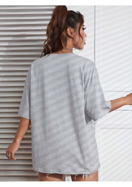 Smile Baskılı Kadın Oversize Salaş T-Shirt Boyfirend fiyatları