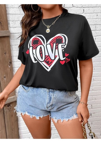 Siyah Oversize T-Shirt Love Baskılı fiyatları