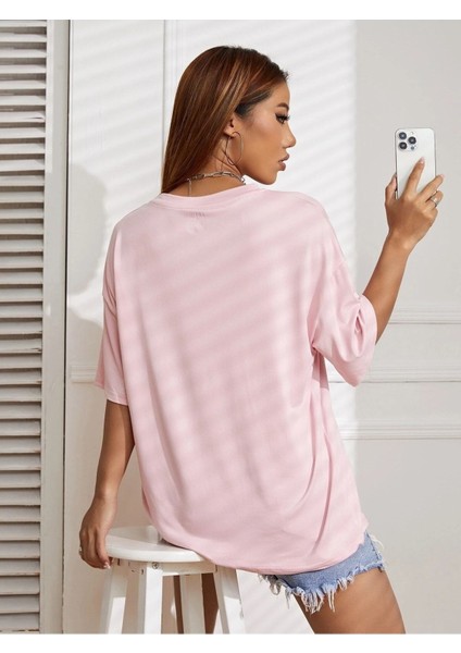 Good Things Baskılı Oversize T-Shirt Salaş Boyfirend modelleri