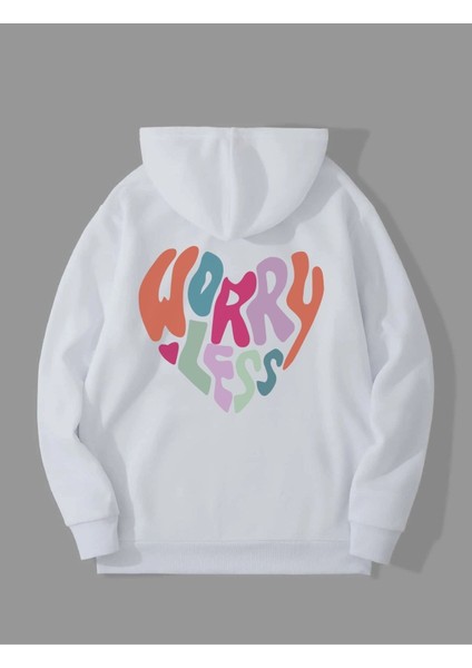 Kadın Worry Less Baskılı Oversize Sweatshirt