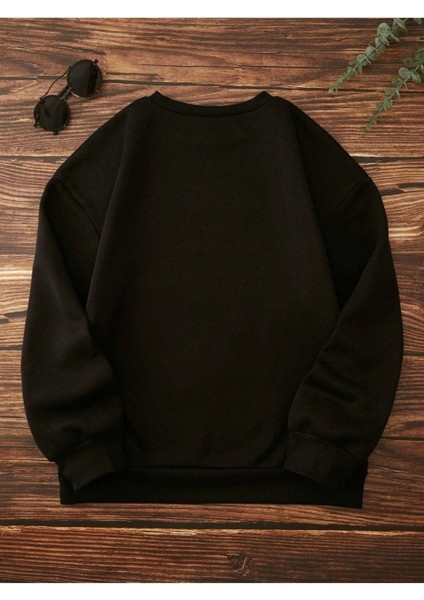 4'lü Kedi Baskılı Bisiklet Yaka Ünisex Oversize Sweatshirt modelleri