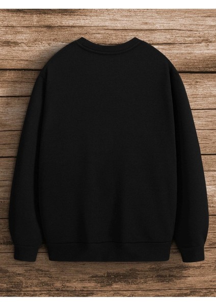 Dinazor Baskılı Beyaz Bisiklet Yaka Ünisex Oversize Sweatshirt