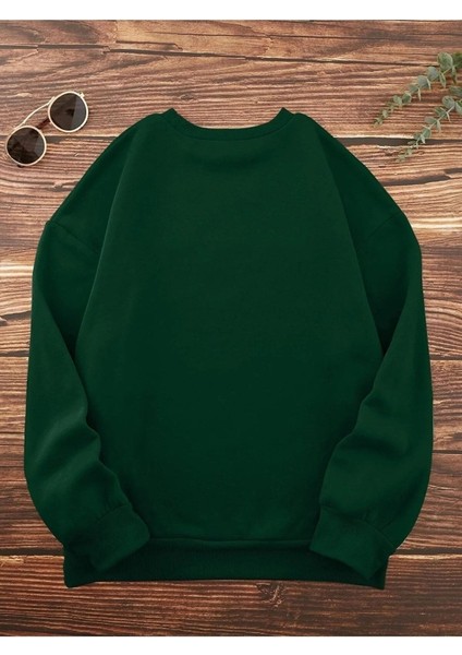 Unisex Yeşil Arızona Baskılı Oversize Sweatshirt modelleri