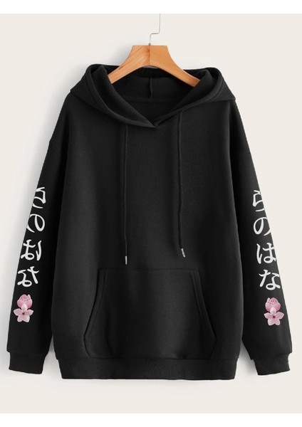 Japon Sakura Baskılı Oversize Sweatshirt