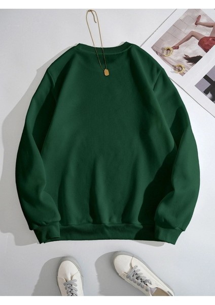 Baskılı Bisiklet Yaka Ünisex Oversize Sweatshirt fiyatları