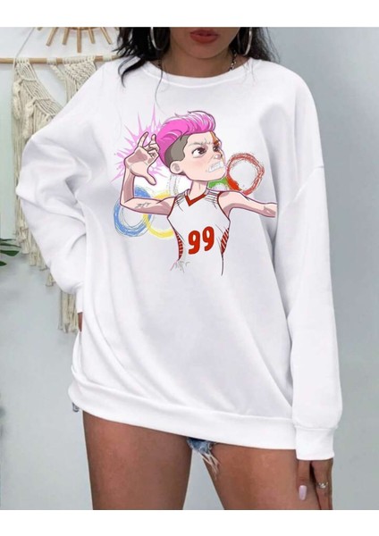Milli Voleybol Takımı Vargas Filenin Sultanları Bisiklet Yaka Beyaz Ünisex Oversize Sweatshirt