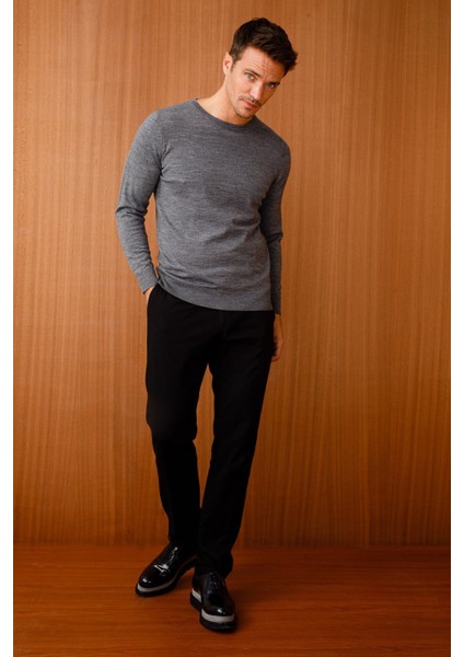 Erkek Basic Sıfıryaka Ince Triko Kazak Füme fiyatları