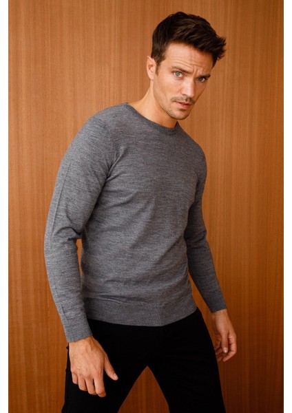 Erkek Basic Sıfıryaka Ince Triko Kazak Füme indirimleri