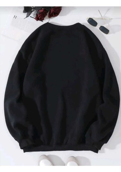 Çiçek Cep Baskılı Bisiklet Yaka Salaş Eşofman Üstü Oversize Sweatshirt fiyatları