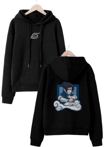 Naruto Karakter Baskılı Oversize Kapüşonlu Sweatshirt