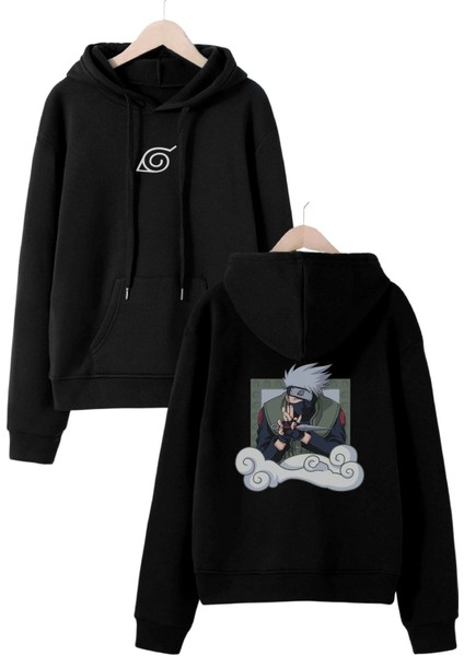 Naruto Karakter Baskılı Oversize Kapüşonlu Sweatshirt