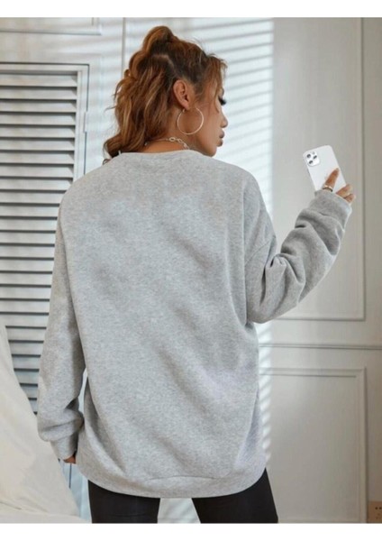 Kadın Oversize Gri Florida Baskılı Sweatshirt fiyatları