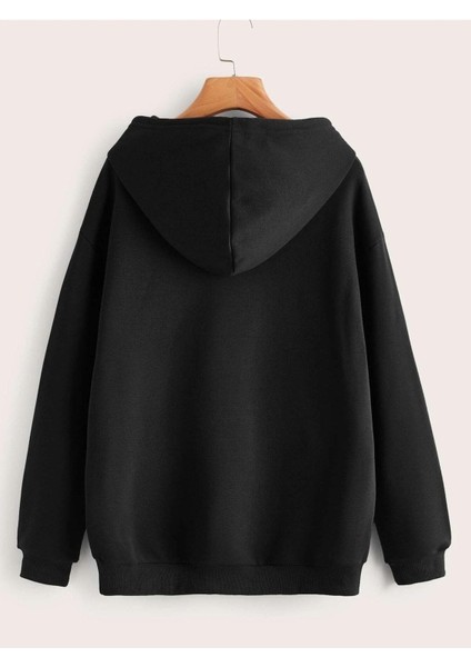 Los Angeles California Baskılı Ünisex Siyah Kapüşonlu Oversize Sweatshirt modelleri