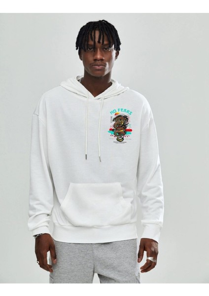 Oversize Gri No Fears Baskılı Kapüşonlu 3 Iplik Sweatshirt fırsatları