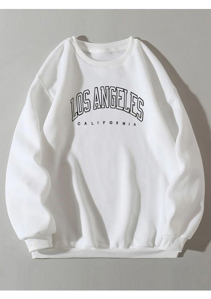 Brooklyn New York Baskılı Bisiklet Yaka Ünisex Oversize Sweatshirt
