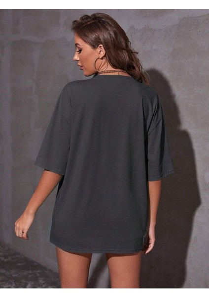 Miami Baskılı Oversize Salas Boyfriend Kadın T-Shirt Top Bluz fiyatları