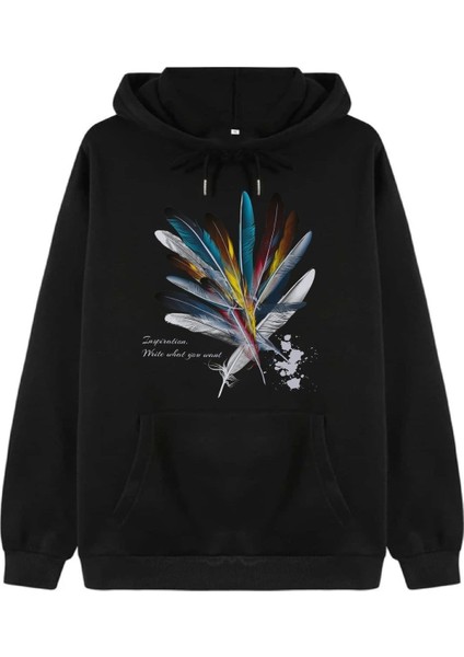 Tüy Baskılı Oversize Sweatshirt