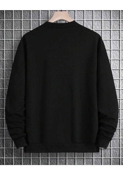 Minimal Baskılı Erkek Bisiklet Yaka Ünisex Oversize Sweatshirt modelleri