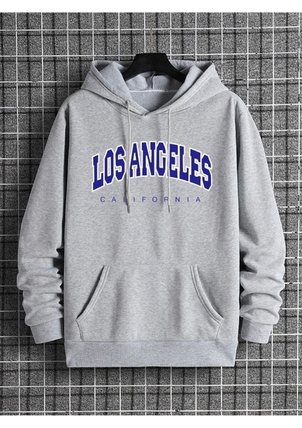 Los Angeles California Baskılı Ünisex Kapüşonlu Oversize Sweatshirt