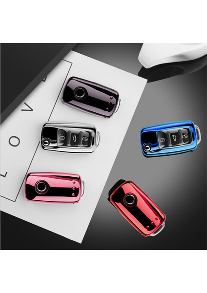 Siyah Yeni Yumuşak Tpu Araba Anahtar Kılıfı Tam Kapak Vw Volkswagen Polo Golf Passat Beetle Caddy T5 Up Eos Tiguan Skoda A5 Seat Leon Altea (Yurt Dışından)