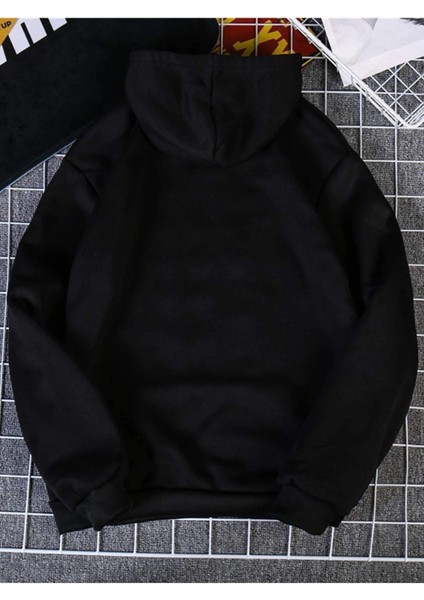 Kalpli El Baskılı Ünisex Kapüşonlu Oversize Sweatshirt