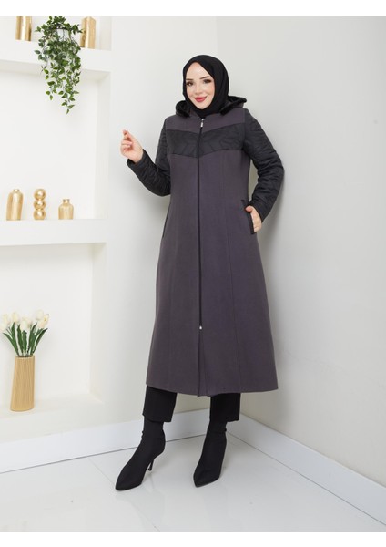 Kışlık Kaşe Kadın Kaban Kapşonlu 20247