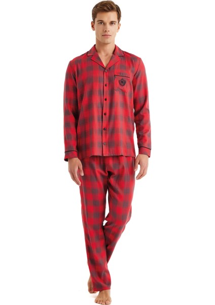 Uzun Kol Önden Düğmeli Erkek Pijama Takım 40592