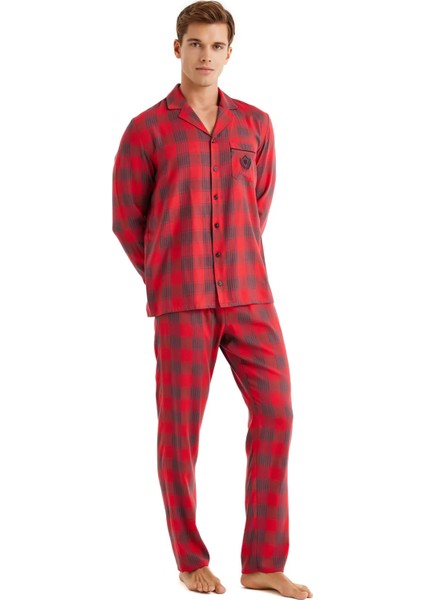 Uzun Kol Önden Düğmeli Erkek Pijama Takım 40592