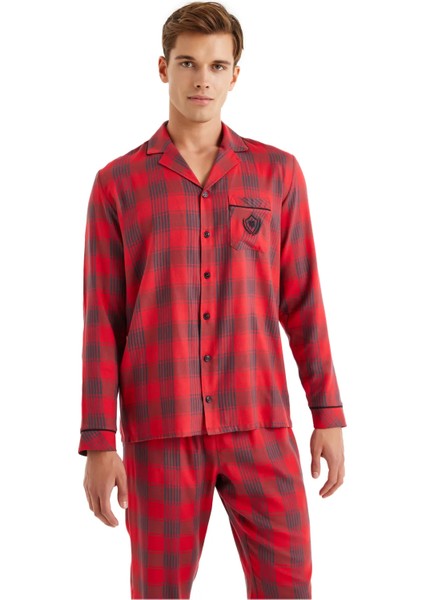 Uzun Kol Önden Düğmeli Erkek Pijama Takım 40592