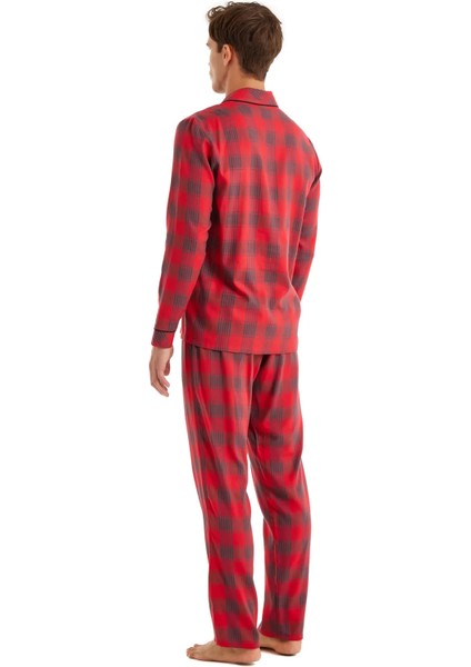 Uzun Kol Önden Düğmeli Erkek Pijama Takım 40592