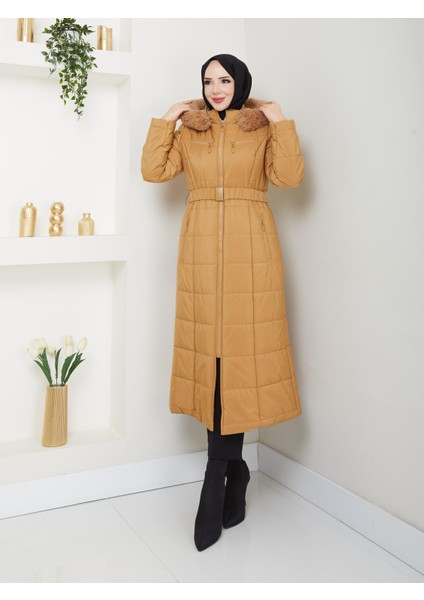 Araboy Şişme Kapitone Kadın Kışlık Kaban Kapşonlu 67058