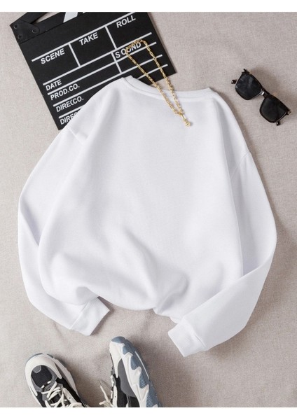 Brooklyn New York Baskılı Bisiklet Yaka Ünisex Oversize Sweatshirt modelleri