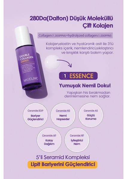 Düşük Moleküllü Kolajen Içeren Maxclınıc Double Collagen Essence 50 ml modelleri