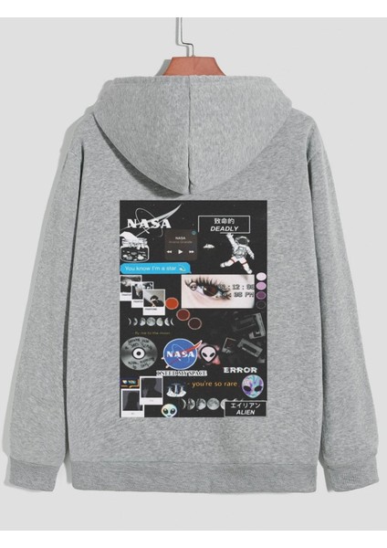 Nasa Patch Baskılı Kapüşonlu Sweatshirt
