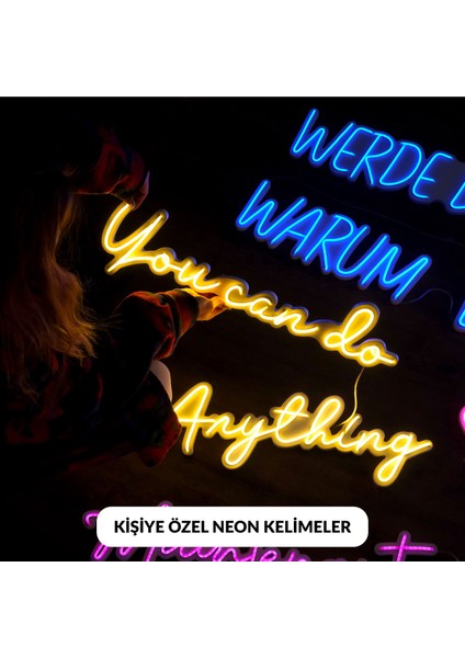 (Açıklamayı Okuyunuz) Kişiye Özel Neon Duvar Dekoru 1-5 Karakter Isimli Neon LED Işıklı Yazı