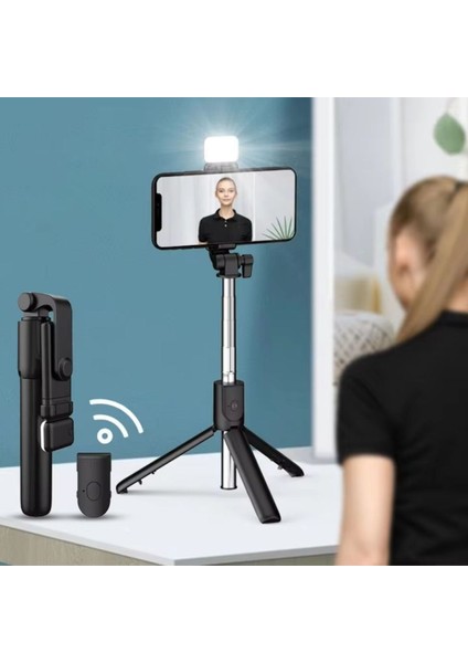 Kendiliğinden LED Işıklı Kumandalı Uzayabilen Selfie Çubuğu,masa Üstü Tripod