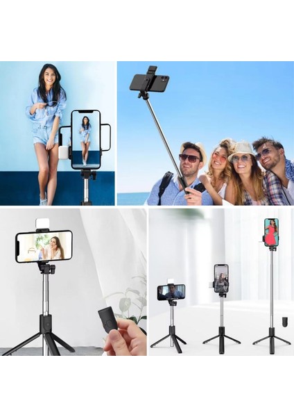 Kendiliğinden LED Işıklı Kumandalı Uzayabilen Selfie Çubuğu,masa Üstü Tripod