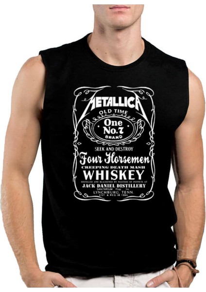 Metallica Jack Logo Siyah Kesik Kol / Kolsuz Erkek T-Shirt
