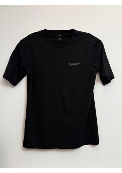 Modal ve Pamuk Kumaş Oversize Düz Renk Siyah Tişört Nefes Alabilen Bisiklet Yakalı T-Shirt