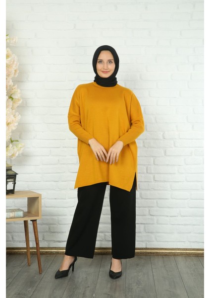 Yanları Yırtmaçlı Triko Tunik