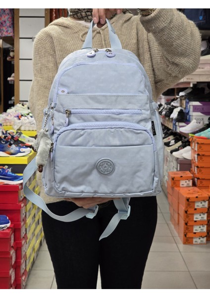 2113-8745 Kadın Krinkıl Kumaş Çok Gözlü Astarlı Petli Su Geçirmez Günlük Mini Sırt Çantası - NKT02113-BEBE-MAVISI-TEKEBAT fiyatları