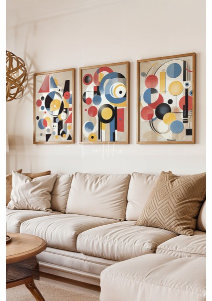 Renkli Modern Tarz 3'lü Ahşap Tablo Seti 21 x 30