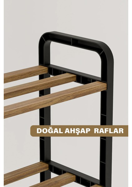 4 Katlı Ekonomik Ahşap Çubuklu 40 cm Ayakkabılık, Raf Ünitesi modelleri