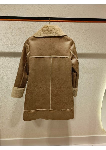 Crok Suni Deri ve Içi Soft Kürk Kaplı Spor Kaban-Kahverengi fiyatları