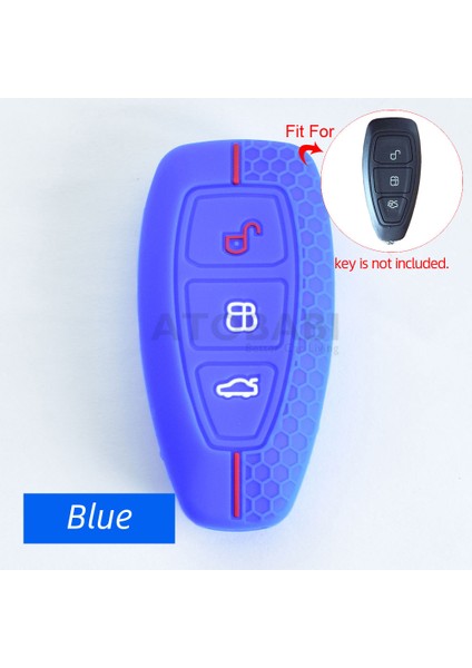 Mavi Ford Focus Fiesta C-Max Kuga Escape Için 3 Düğmeli Akıllı Uzaktan Kumanda Kılıfı Silikon Araba Anahtarı Koruyucu Kapak Cilt (Yurt Dışından)